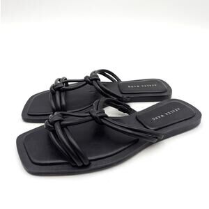Azalea Wang Stetson Tubular Straps Knot Flat Sandals Women's Black Size US7 EU38